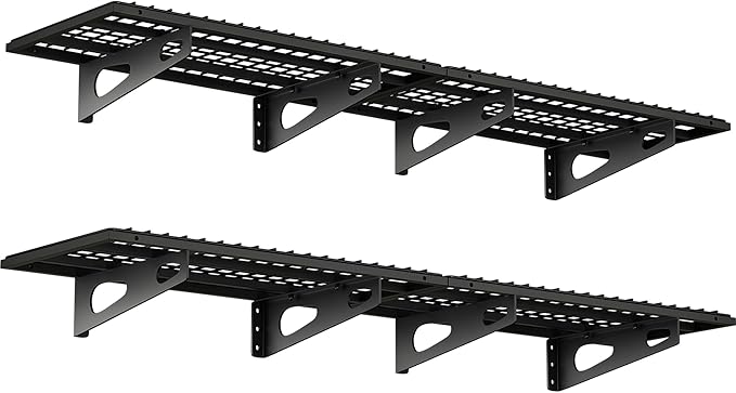 4-Pack 1.5x3FT Garage Shelving 17.7-inch-by-35.8-inch Wall Shelf Garage Storage Rack Wall Mounted Floating Shelves,Black