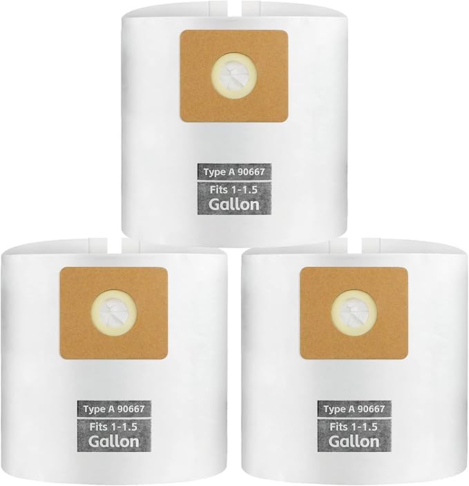 3 PCS Preferential Set Shop Vac 1-1.5 Gallon Vacuum Bags, ALYYDBG Type A 90667 9066700 9066733 High Efficiency Collection Bags