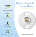 6 Pcs Medium Base E26 Lamp Holder Ceiling Light Sockets White Bulb Socket Incandescent Fluorescent CFL Lamp Holder 660w 250v (Phenolic Resin)