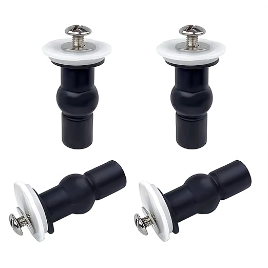 4 Pack Universal Toilet Seat Bolts and Hinge Screws, Top Mounting Fixings Kit with Expanding Rubber Top Nuts, Replacement Screws for 14-16mm Hole Toilet Seat Repair