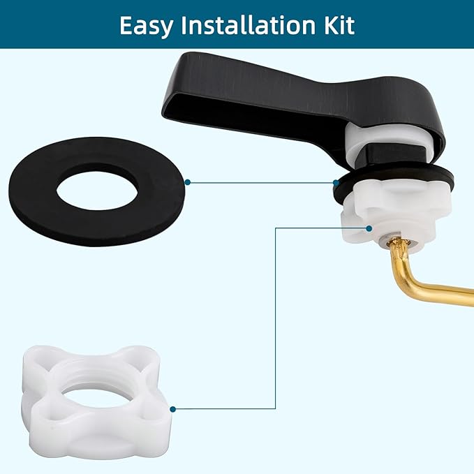 Hygie Rinse Metal Toilet Handle Lever Flush Replacement, 2PCS Universal Side Mount Toilet Handle with Stainless Steel Flapper Chains, Toilet Repair Kit, Oil Rubbed Bronze