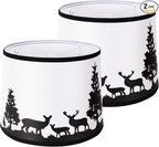 Lamp Shades Set of 2 - Drum Lampshades 11.4" x 12.9" x 9.8" Inches, Fabric Medium Replacement Lampshades for Table Lamp, Floor Lamp, Assembly Required, Spider,Linen