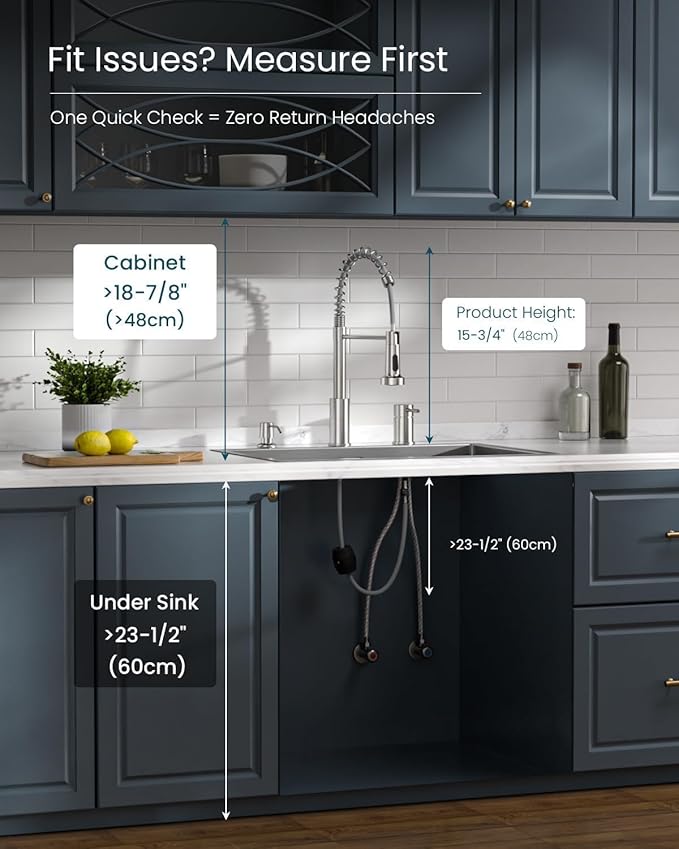 APPASO Kitchen Faucet 3 Holes, Brushed Nickel S304 Stainless Steel Spring 3 Piece Sink Faucets with Separate Side Handle, Pull Down Sprayer and Soap Dispenser, 2 Spray Modes and Easy-Installation