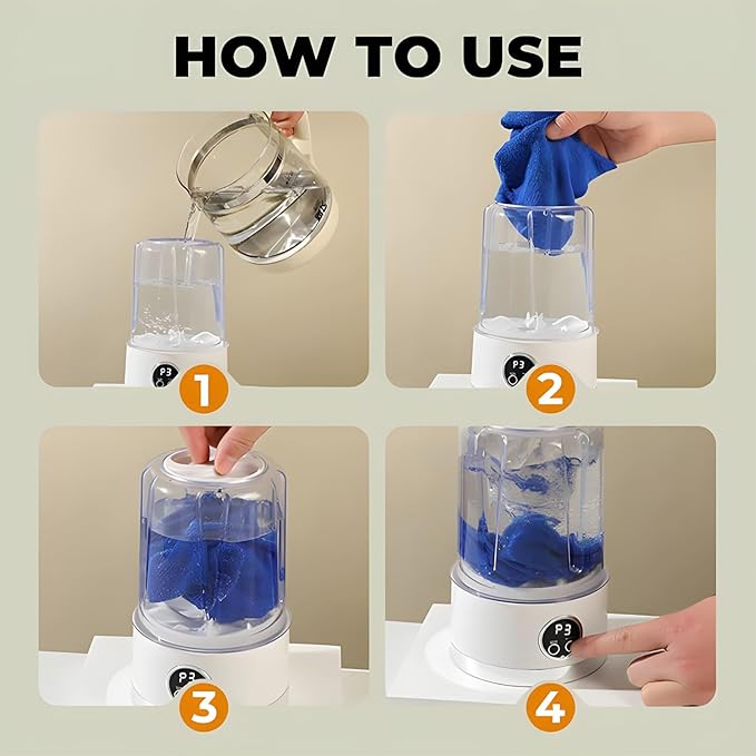 Underwear Washer, Portable Mini Washing Machine, Cordless Mini Washing Machine for Baby Clothes, Small Laundry, Lightweight for Apartment, Dorm, Hotel, Travel & Camping, Quiet Energy-Efficient (Green)