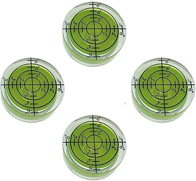 4 Pack Bubble Spirit Level Degree Mark, 32x12mm Circular Bullseye Level Measuring Instruments Spirit Level, Use for Tripod, Phonograph, Turntable ，etc.(32x7mm)
