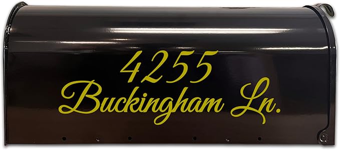 VWAQ Mailbox Address Decal Set of 2 - Insert Street Name & Address Personalized Decals CMB7 (Gold, 12"W X 4"H)