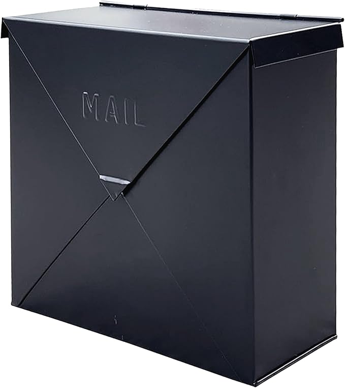 NACH Chicago Extra Large Mailbox, Rust Resistant Large Mailboxes for Outside Wall Mount, Metal Mailbox, Wall Mount Mailbox, Extra Large Capacity Mailbox, 12x12x4.8 inches, Black Mailbox, MB-6301BLK