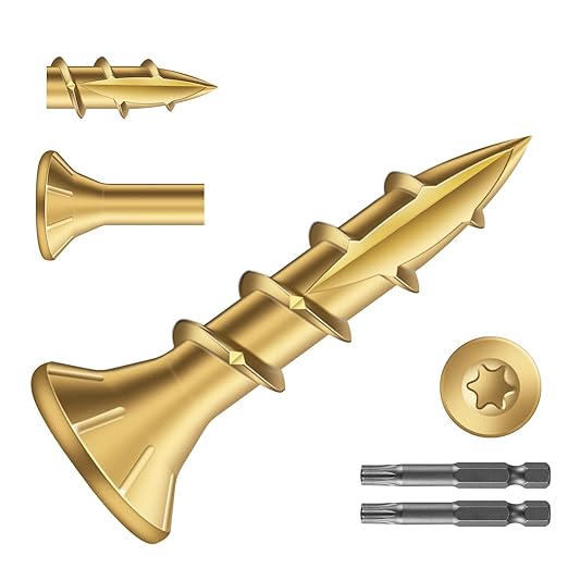 #8 x 3/4" Deck Screws (2208Pcs) 8lb. Exterior Wood Screws. Carbon Steel, Tan, Flat Head, Rust Resistant epoxy Coated, with T25 Star Bit