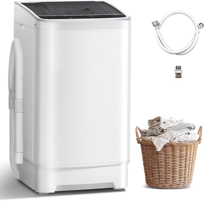 Portable Washing Machine, 15.5LBS Full Automatic Washer with Spinner, 10 Programs Compact Laundry Machine for Apartment, RV, Dorm Home Use, Mini Washing Machine Perfect for Small Spaces