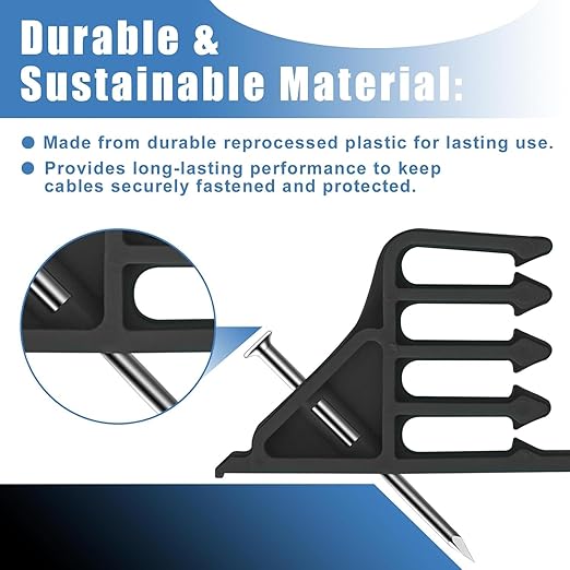 100Pcs Cable Stackers, Cable Staples Clips with Steel Nails, Electrical Wire stackers,Insulated Cord Staples Multi Cable Wire Clips for Suitable Most Cables