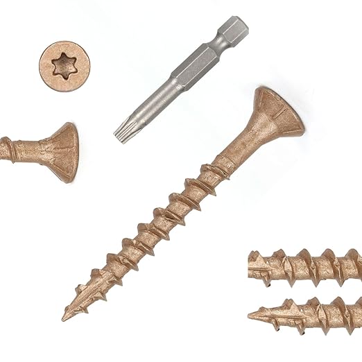 Wood Screws #8 x 1-5/8’’, T25 Star Torx Drive Flat Head Deck Screws, Brown, 154Pcs (1lb)