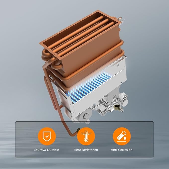 CAMPLUX Climatech 5 Tankless Water Heater Propane Outdoor 6.86 GPM, 199,000 BTU On Demand Instant Tankless Hot Water Heater Propane for Whole House, Outdoor Installation, IPX4 Waterproof, WA686M