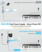 4K PT PoE Outdoor Wired Security Camera System Home Wired Cameras Video Surveillance