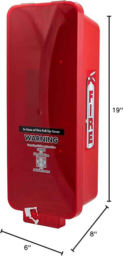 PRO&Family Fire Extinguisher Cabinet Fire Extinguisher Box Outdoor Fire Cabinet Mounted Fire Extinguisher Cabinet Fire Extinguisher Cover (15, Red with Clear Pull-Cover, 5 lb)