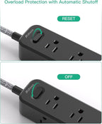 Mifaso Extension Cord, Surge Protector Power Strip, Long Extension Cord with 9 Outlets 3 USB Ports, Extension Cord with Multiple Outlets, USB Power Strip for Dorm Room Essentials, College(20FT, Black)