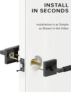 Asidrama 1 Pack Black Passage Door Handles, Door Lever with Door Knobs Indoor for Bedroom or Bathroom, Heavy Duty Door Handles Interior with Locks for Left Right Sided Doors 098