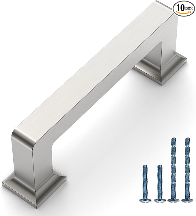 10 Pack 3"(76mm) Brushed Satin Nickel Cabinet Pulls Kitchen Cabinet Handles Drawer Pulls Cupboard Hardware for Cabinets CK0078