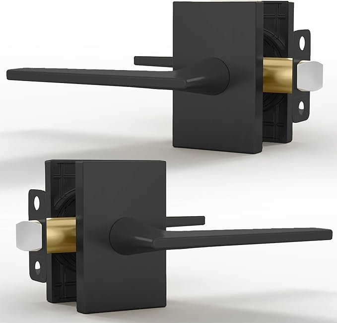 Mega Handles Apex Passage Door Handle - 1 Pack Reversible Black Door Handle, Heavy Duty No Lock Door Handles Interior for Closet & Hallway, Fits All Standard Door Sizes - Matte Black