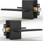 Mega Handles Apex Passage Door Handle - 1 Pack Reversible Black Door Handle, Heavy Duty No Lock Door Handles Interior for Closet & Hallway, Fits All Standard Door Sizes - Matte Black