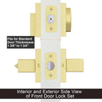 Haidms 2 Pack Gold Exterior Door Lock Set, Front Door Handle and Deadbolt Set, Gold Entry Door Locksets with Deadbolt, Heavy Duty Zinc-alloyed Front Door Lock Set