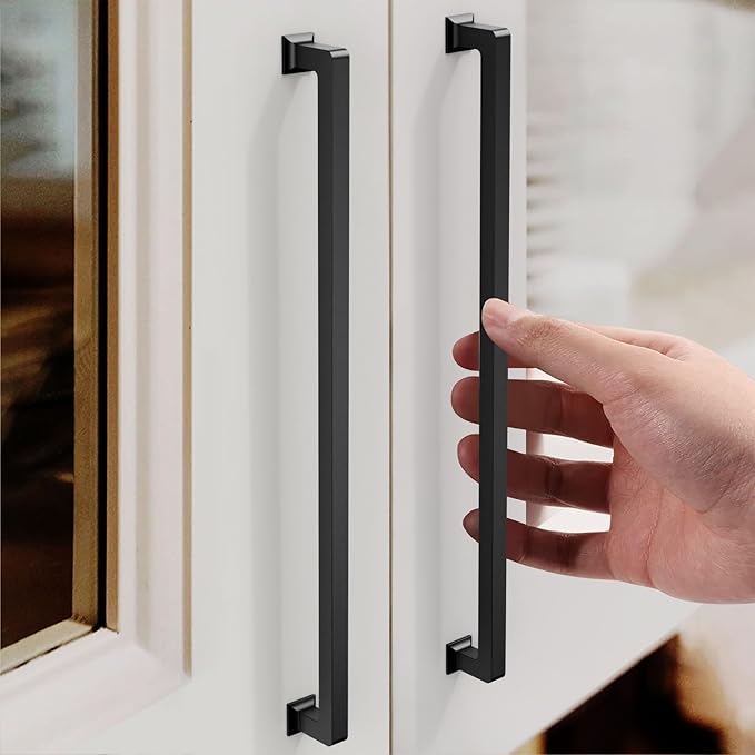 FILTA Cabinet Handles 15 Inch 6 Pack Matte Black Cabinet Pulls for Kitchen Metal Drawer Pulls Modern Cabient Hardware Cupboard Handles