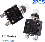 mxuteuk 2Pcs 30Amp Circuit Breakers Push Button Manual Reset 125/250V AC 50V DC, L1 Series Overload Protector Switch Thermal Circuit Breakers with Waterproof Button Caps L1-ls-30A