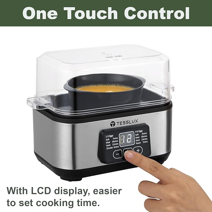 Electric Rapid Egg Cooker, 6 Egg Capacity for Hard Boiled Eggs, Poached Eggs, Scrambled Eggs, or Omelets Maker with Auto Shut Off (Sliver)