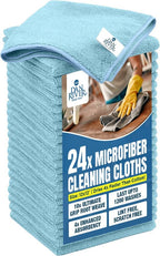 DAN RIVER 24-Pack Blue Microfiber Towels – Ultra Absorbent, Lint-Free & Streak-Free wash Cloths Kitchen for Home & Car - Must-Have Cleaning Essentials - 12" x 12"