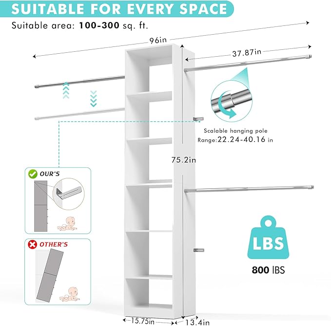 Walk in Closet Organizer System - Built-in Garment Rack