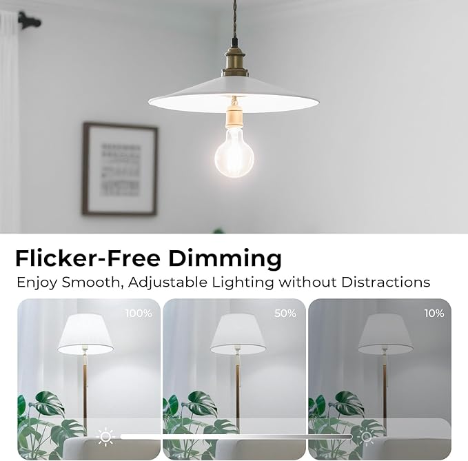 Dimmable E26 LED Bulb 6W, 60 watt Equivalent, A19 Clear Glass LED Light Bulb 5000K Daylight, Vintage LED Edison Bulbs for Ceiling Fan, 90+CRI, 600LM, 4 Pack