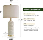 24.25" Modern Ceramic Table Lamps Set of 2 - Gold, Boho & Farmhouse Style for Living Room, Bedside & End Tables