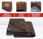 Mytee Products 12' x 20' Dark Brown Canvas Tarp 12oz - Water Resistant & Breathable - Heavy Duty Tarps - Multipurpose Tarpaulin Cover for Camping Tent