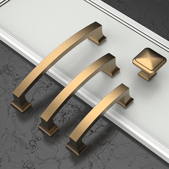 Asidrama 10 Pack 3.75 Inch(96mm) Champagne Bronze Kitchen Cabinet Handles, Cabinet Pulls Kitchen Cabinet Hardware for Cupboard Drawer Pulls