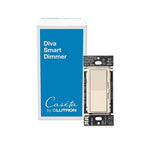 Lutron Diva Smart Dimmer Light Switch for Caseta Lighting (Lutron Smart Hub Required), for LED Lights, 150W, Single-Pole/3-Way, No Neutral, Light Almond (DVRF-6L-LA)