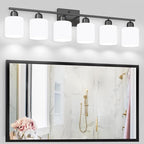 6-Light Black Vanity Lights for Bathroom, Modern Bathroom Vanity Lighting Fixtures Over Mirror, Bathroom Light Fixtures for Bathroom Mirror, Living Room, Hallway, Vanity Table, E26 Base