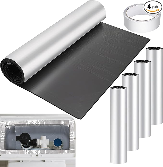 4 Pack Toilet Tank Liners 40 x 16 Inch Toilet Anti Condensation Kit with Aluminum Foil Tape Prevent The Formation of Condensate Water（0.2 inch thick）