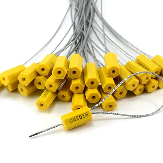 2000 pcs Tamper Proof Security Cable Wire Seals Numbered Pad-Lock Pull-Tite Security Tag Straps for Trailers, Cargo, Truck (Yellow)