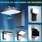 ledmo Modern LED Wall Light, 40W 3000LM 5000K Outdoor Wallpack with 360° Rotate and 180° Fold Head Sconce Exterior Flood Lights Switch Control IP65 Waterproof for Safety Wall Mount Lighting