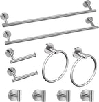 Cilee 10 Piece Brushed Nickel Bathroom Accessories Set, 24inch Brushed Nickel Towel Bar Ring+Toilet Paper Holder+ Robe Towel Hook SUS304 Stainless Steel Bathroon Hardware Set