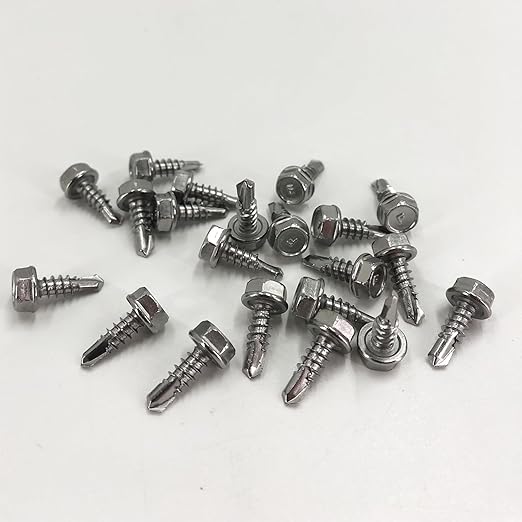 200 PCS #8 x 1/2'' Sheet Metal Screws 410 Stainless Steel Hex Washer Head Fast Self Tapping Screws with Screwdriver
