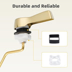iFealClear Polished Gold Universal Side Mount Toilet Tank Flush Lever Replacement, Toilet Handle Replacement Kit with Stainless Steel Flapper Chain, Solid Brass Angle Mount Toilrt Trip Lever
