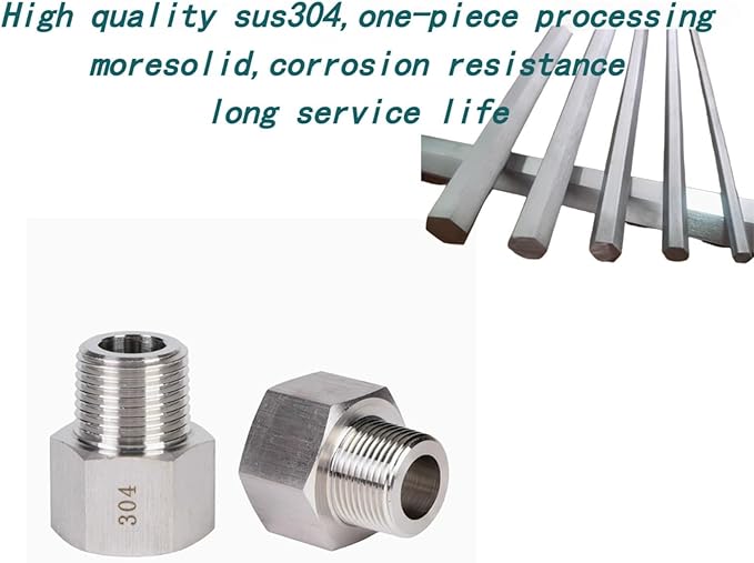 2 pieces Npt3/8 Female to Npt1/2 Male Reducer,3/8-1/2Water pipe Adapter,Reducer Adapter，Fabricate of 304 Stainless Steel
