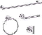 Bathroom Hardware Set, 4-Piece Towel Bar Set Brushed Nickel Towel Holder Set Includes 19.68 in Towel Bar,Toilet Paper Holder,Towel Ring and Towel Hook Wall Mount Bathroom Accessories Set