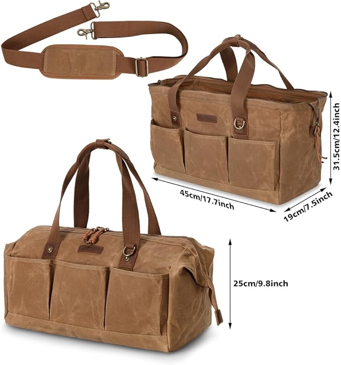 Heavy Duty 18-Inch Tool Bag with 12 Pockets, Large Zippered Tool Organizer, Portable Empty Toolbox for Mechanics, Electricians, DIY – Durable Soft Handle, Ideal Father’s Day or Birthday Gift