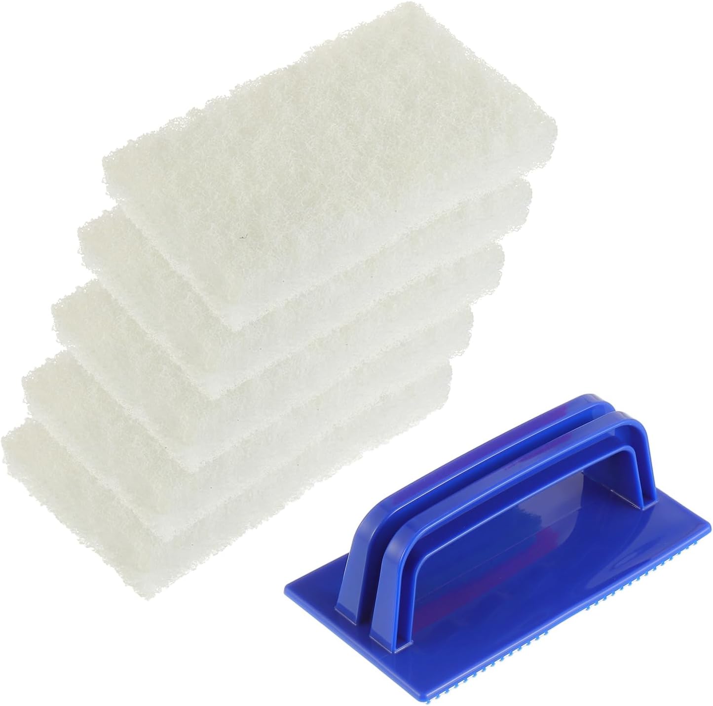 5 Pack Electric Cleaning Brush Pad Kitchen Bathroom Household Cleaning Pad Swimming Pool Wall Cleaning Brush Heavy Duty Griddle Scrubber Scouring Pad and 1 Pack Handle kit(White)