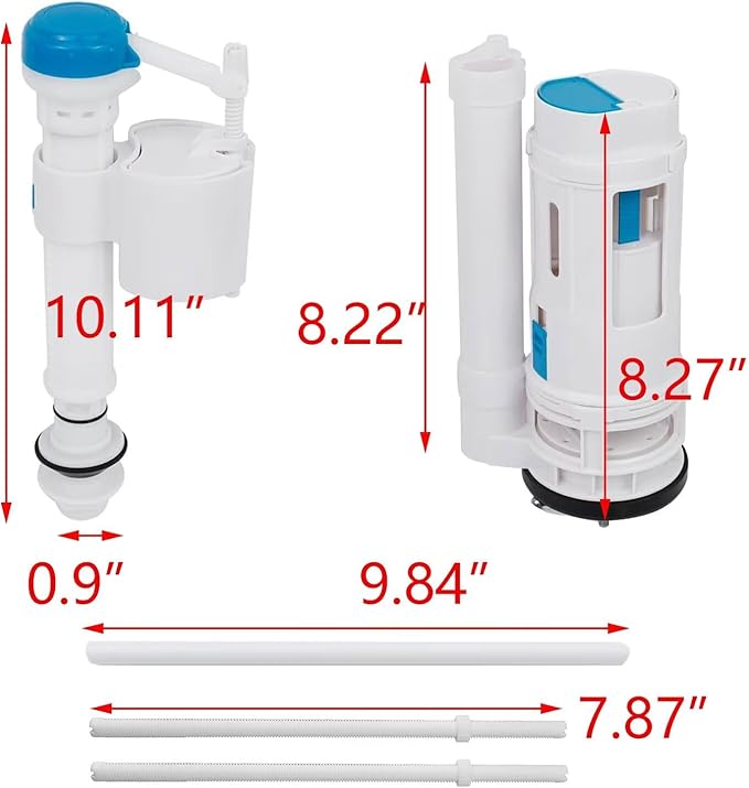 T Tulead Toilet Repair Kit Flush Valve Replacement Parts Flush Valve 8.27" Height(Including Washer), Fill Valve Thread 23mm/0.9", Drain Outlet Dia: 64mm/2.52"