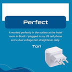 Ceptics Brazil Travel Adapter Plug with Dual Usa Input - Type N (3 Pack - Ultra Compact - Safe Grounded Perfect for Cell Phones, Laptops, Camera Chargers and More - Power Plug (CT-11C)