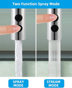 Hibbent Pull Out Sink Sprayer, 2 Function Kitchen Faucet Head, Bathroom Pull Down Spray Head with G1/2 or 13/16 Inch Male Connector, Chrome