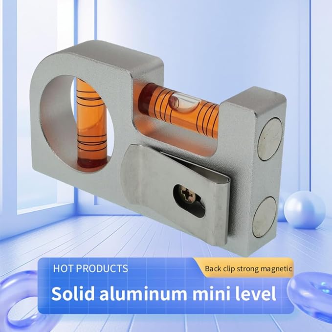 Solid aluminum alloy Mini level ruler portable mini level bubble meter with magnetic function TV stand installation (Silver Red)