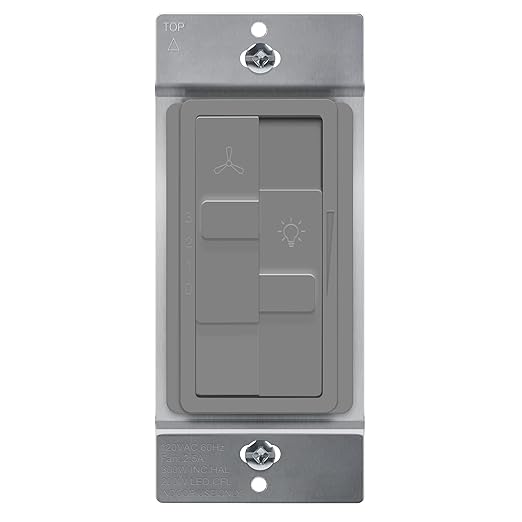TOPGREENER Kalide Combo Dimmer Switch with 3-Speed Fan Control, Light and Fan Combination Switch, Single Pole, 2.5A, 200W LED/CFL, Neutral Wire Not Required, TGDSFS3-GY, Gray